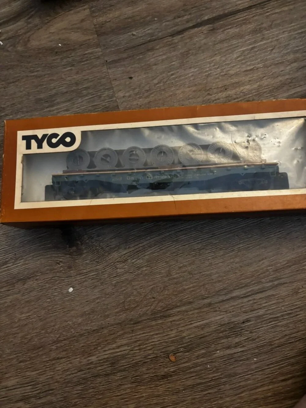 Tyco HO Flat Car 50 ft W/cable Reel Load 335 Railroad Train Display set up w/box